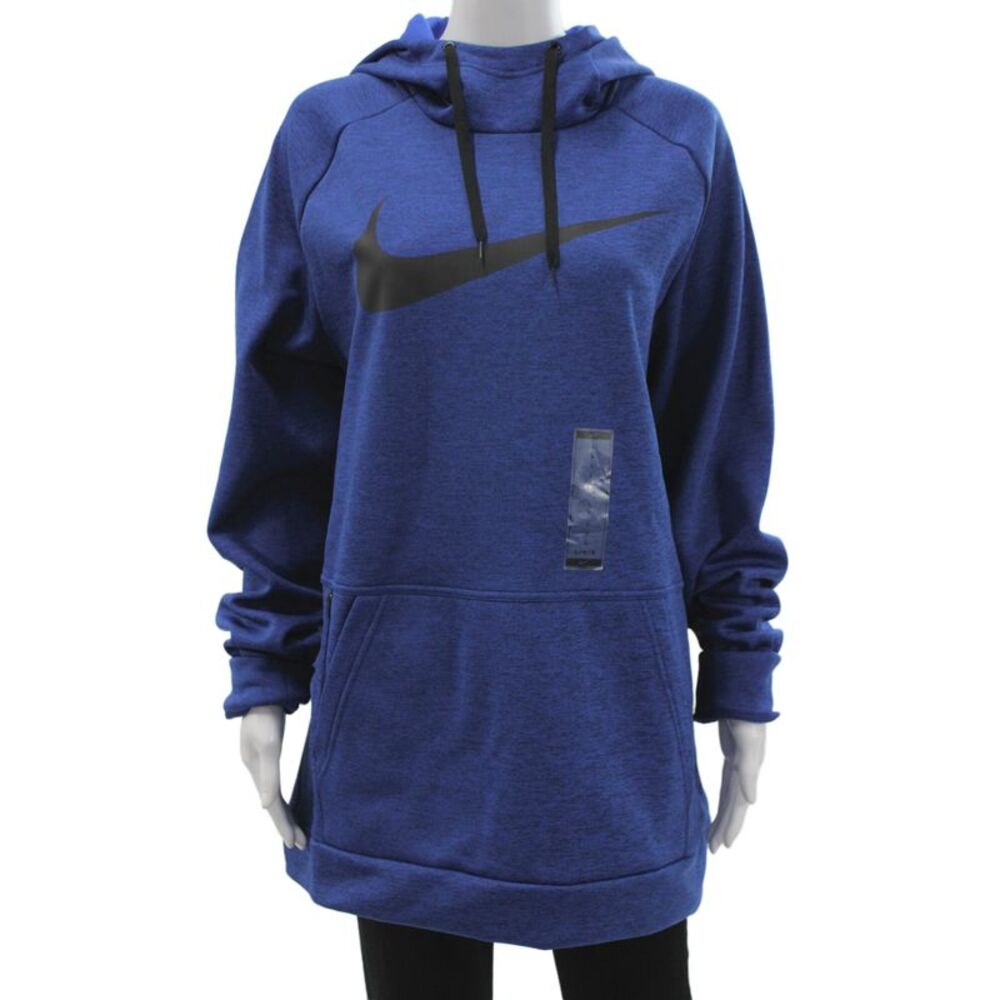 Nike Womens Floral Pullover Hoodie Blue High Neck Long Sleeve Size L